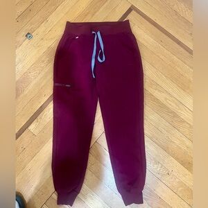 Figs Red Joggers Elasticated Waistband Soft Material